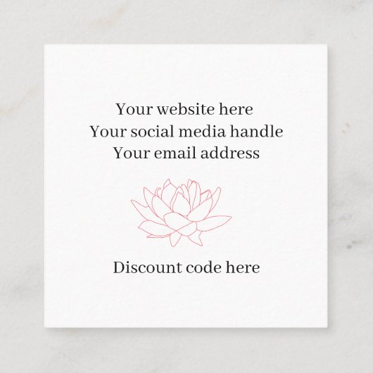 ロータスフラワージュエリージュエラーロゴ割引コード スクエア名刺 (裏面)