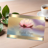 ロータスフラワーストライプ金ゴールドカラフルヨガ 名刺