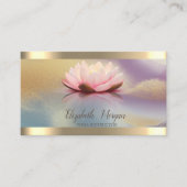 ロータスフラワーストライプ金ゴールドカラフルヨガ 名刺 (正面)