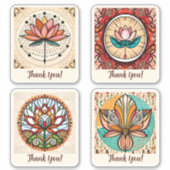 ロータスフラワーズグルーヴィーレトロ パーソナライズされた シール (正面)