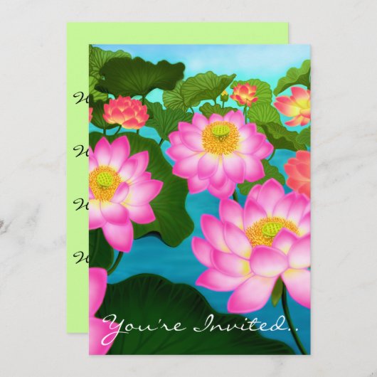 ロータスフラワーズパーティの招待状 招待状 (正面/裏面)