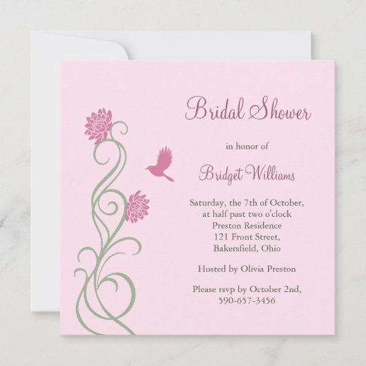 ロータスフラワーズブライダルシャワー(ピンク) 招待状 (正面)