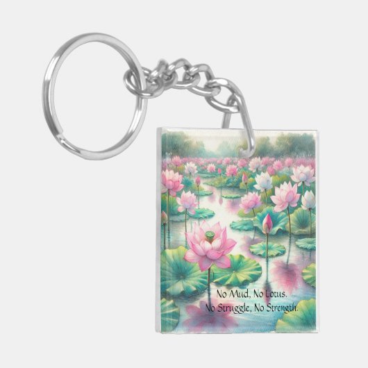ロータスフラワーズ&引用文 キーホルダー (正面左)
