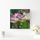 ロータスフラワーズIペア スクエア壁時計 (ホーム)