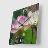 ロータスフラワーズIペア スクエア壁時計 (傾斜)