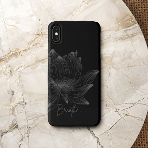ロータスフラワーデザインヨガメディテーション愛好家グレー iPhone XS MAXケース