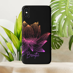 ロータスフラワーデザインヨガメディテーション愛好家ブラック iPhone XS MAXケース