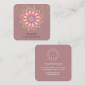 ロータスフラワーバラ金ゴールドエレガントヨガ瞑想 スクエア名刺 (正面/裏面)
