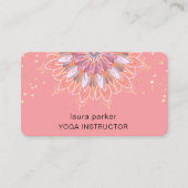 ロータスフラワーバラ金ゴールドエレガントヨガ瞑想 名刺 (正面)