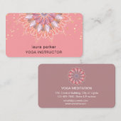ロータスフラワーバラ金ゴールドエレガントヨガ瞑想 名刺 (正面/裏面)