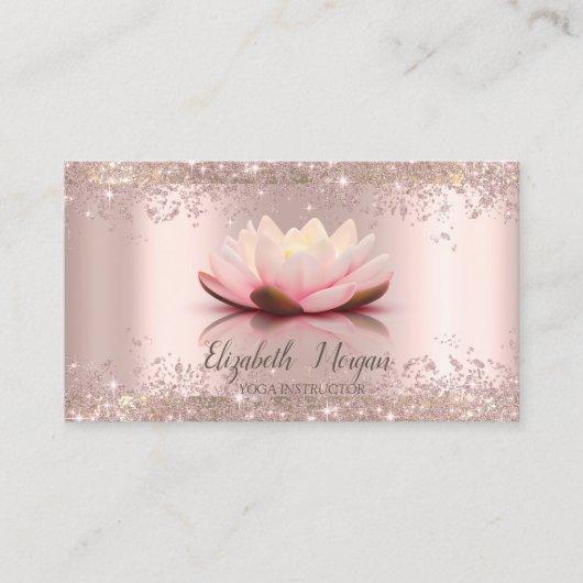 ロータスフラワーバラ金ゴールドグリッターダストヨガ 名刺 (正面)