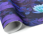 ロータスフラワーパープルブルーターコイズフローラ池禅 ラッピングペーパー (ロールコーナー)