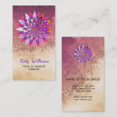 ロータスフラワーパープルヨガ瞑想ホリスティック 名刺 (正面/裏面)