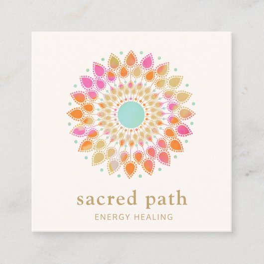 ロータスフラワーフローラ曼荼羅 スクエア名刺 (正面)