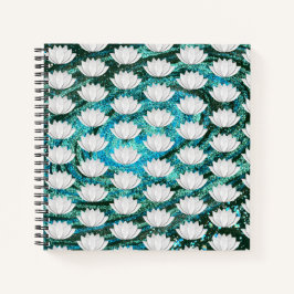 ロータスフラワーブルーグリーン銀河系手帳 ノートブック