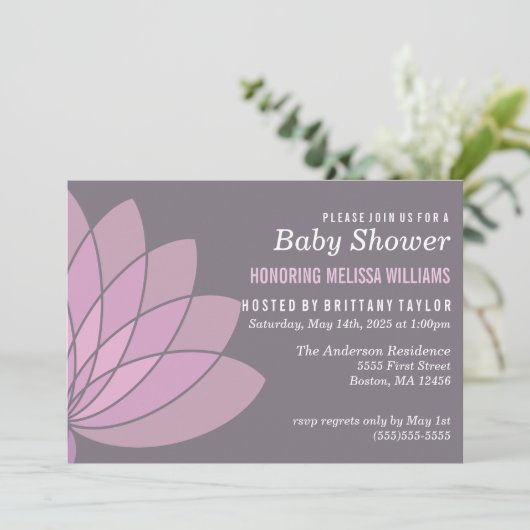 ロータスフラワーベビーシャワー招待状 招待状 (スタンド正面)