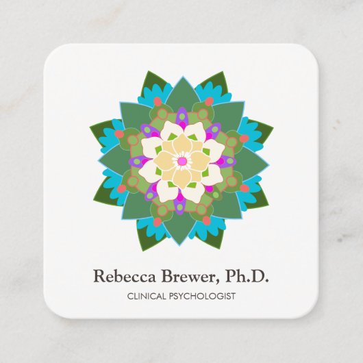 ロータスフラワーホリスティックメンタルヘルスヒーラー スクエア名刺 (正面)