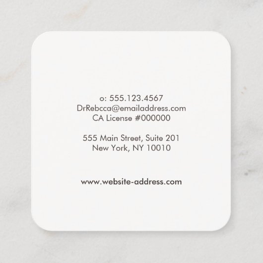 ロータスフラワーホリスティックメンタルヘルスヒーラー スクエア名刺 (裏面)