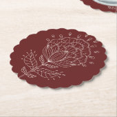 ロータスフラワーホワイトラインスケッチフローラブルゴーニュb ペーパーコースター (アングル)