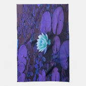 ロータスフラワーマジカルパープルブルーターコイズフローラ キッチンタオル (縦)