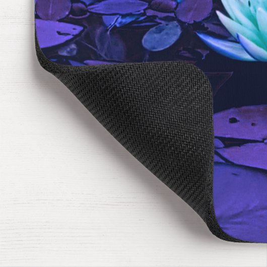 ロータスフラワーマジカルパープルブルーターコイズフローラ マウスパッド (コーナー)