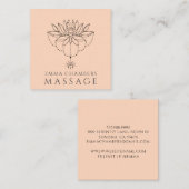 ロータスフラワーマッサージセラピスト桃 スクエア名刺 (正面/裏面)