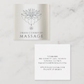 ロータスフラワーマッサージセラピスト真珠光沢 スクエア名刺 (正面/裏面)