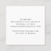 ロータスフラワーマッサージセラピスト真珠光沢 スクエア名刺 (裏面)