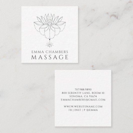 ロータスフラワーマッサージセラピスト スクエア名刺 (正面/裏面)