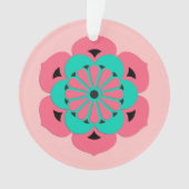 ロータスフラワーマンダラコーラルピンクとターコイズ オーナメント (正面)