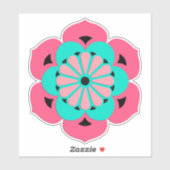 ロータスフラワーマンダラコーラルピンクとターコイズ シール (シート)