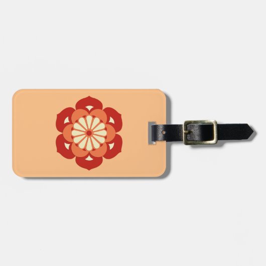 ロータスフラワーマンダラパステルとマンダリンオレンジ ラゲッジタグ (正面横)
