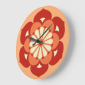 ロータスフラワーマンダラパステルオレンジマンダリン ラージ壁時計 (傾斜)