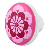 ロータスフラワーマンダラ、明るい赤紫色ピンクとブルゴーニュ セラミックノブ (右)