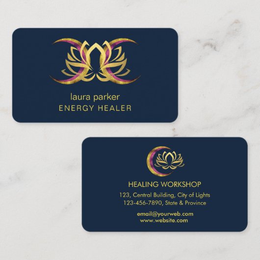 ロータスフラワーミスティックムーンクレセント霊気ヒーラー 名刺 (正面/裏面)