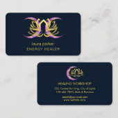 ロータスフラワーミスティックムーンパープル金ゴールド霊気ヒーラー 名刺 (正面/裏面)
