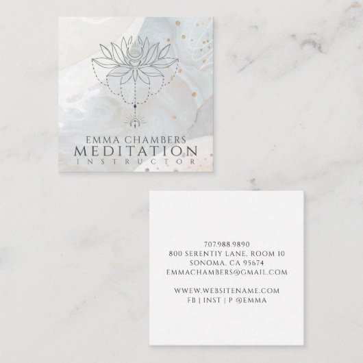 ロータスフラワーメディテーション先生 スクエア名刺 (正面/裏面)