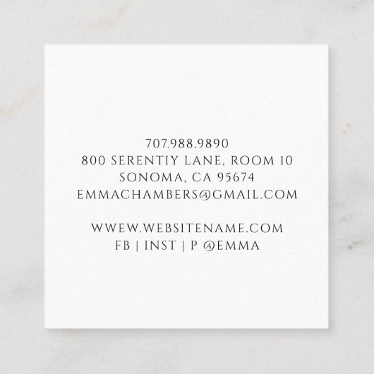 ロータスフラワーメディテーション先生 スクエア名刺 (裏面)