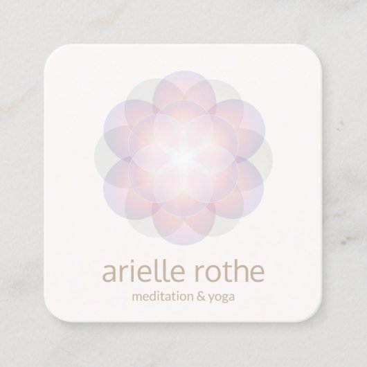 ロータスフラワーモダンマンダラルヨガ先生 スクエア名刺 (正面)