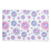 ロータスフラワーモノグラムカラフルピンクパステルグリーン 枕カバー (裏面-左)