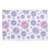 ロータスフラワーモノグラムカラフルピンクパステルグリーン 枕カバー (裏面-右)