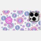 ロータスフラワーモノグラムカラフルピンクパステルグリーン Case-Mate iPhoneケース (裏面 (横))