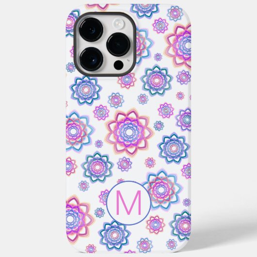 ロータスフラワーモノグラムシンプルパステルグリーン Case-Mate iPhoneケース (裏面)