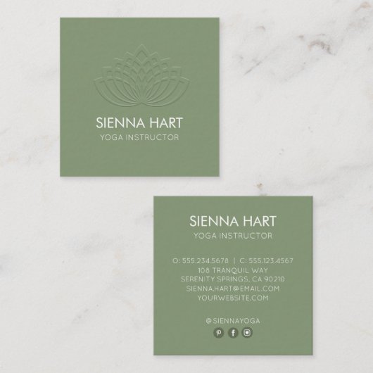ロータスフラワーヨガインストラクターセージ スクエア名刺 (正面/裏面)