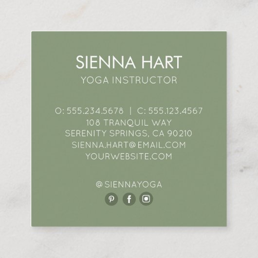 ロータスフラワーヨガインストラクターセージ スクエア名刺 (裏面)