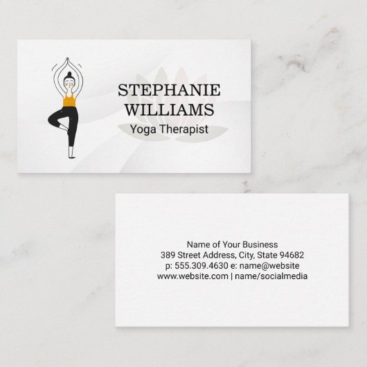 ロータスフラワーヨガポーズイラストレーション 名刺 (正面/裏面)