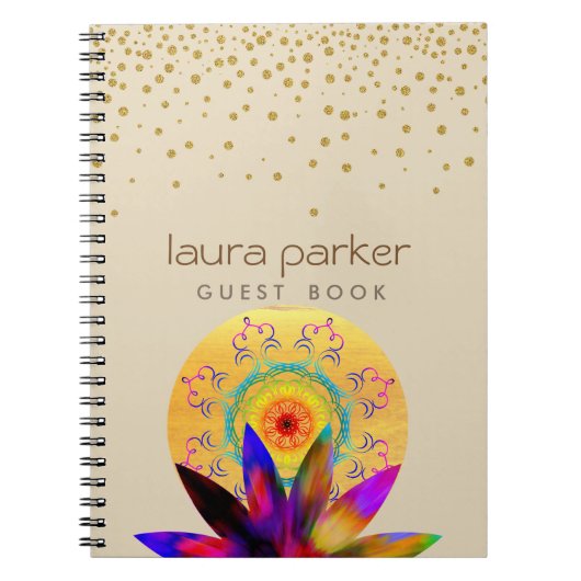 ロータスフラワーヨガヴィンテージ瞑想ホリスティック ノートブック (正面)