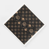 ロータスフラワーラグジュアリーオーナメント – ブラックと金ゴールド (コーナー)