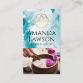 ロータスフラワーロゴ | アロマセラピー油 名刺 (正面)