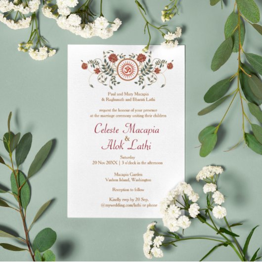 ロータスフラワーロゴOMシンボルヒンズー結婚ズ 招待状